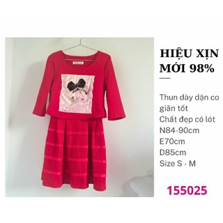 Đầm si hiệu xịn màu đỏ chất thun dày dặn mới 98%