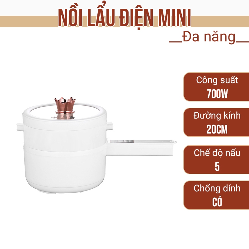 Nồi nấu mì nồi lẩu mini điện chống dính đa năng công suất 600W dung tích 1.5L bảo hành 1 tháng TN01