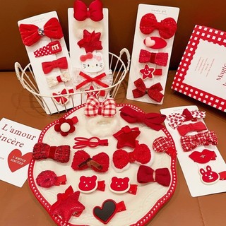 Set 5 cái kẹp tóc màu đỏ tết, noel dễ thương cho bé