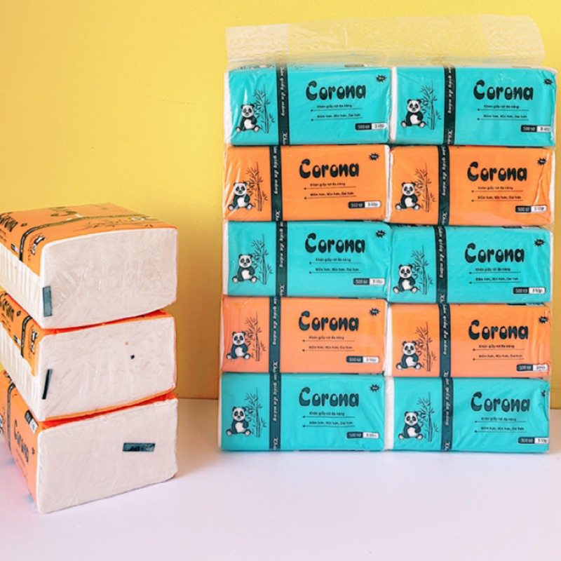 [Combo 10 gói] Khăn giấy ăn Corona mini giấy trắng dai mịn, không bụi