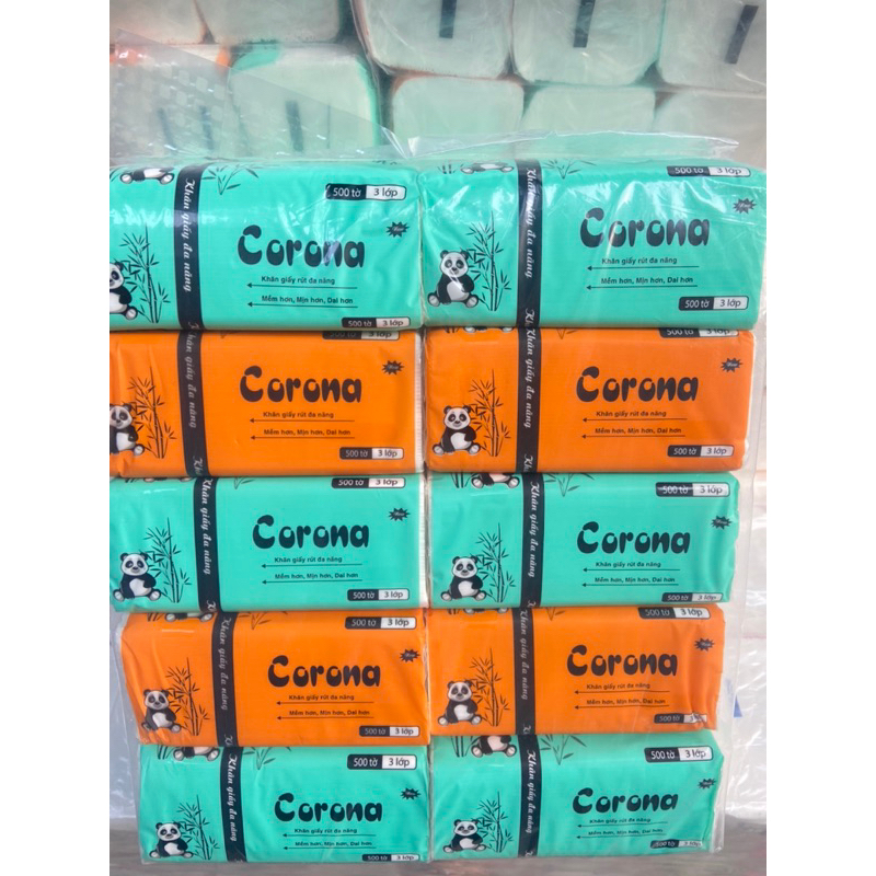 [Combo 10] Khăn giấy ăn rút Corona mini giấy trắng dai mịn