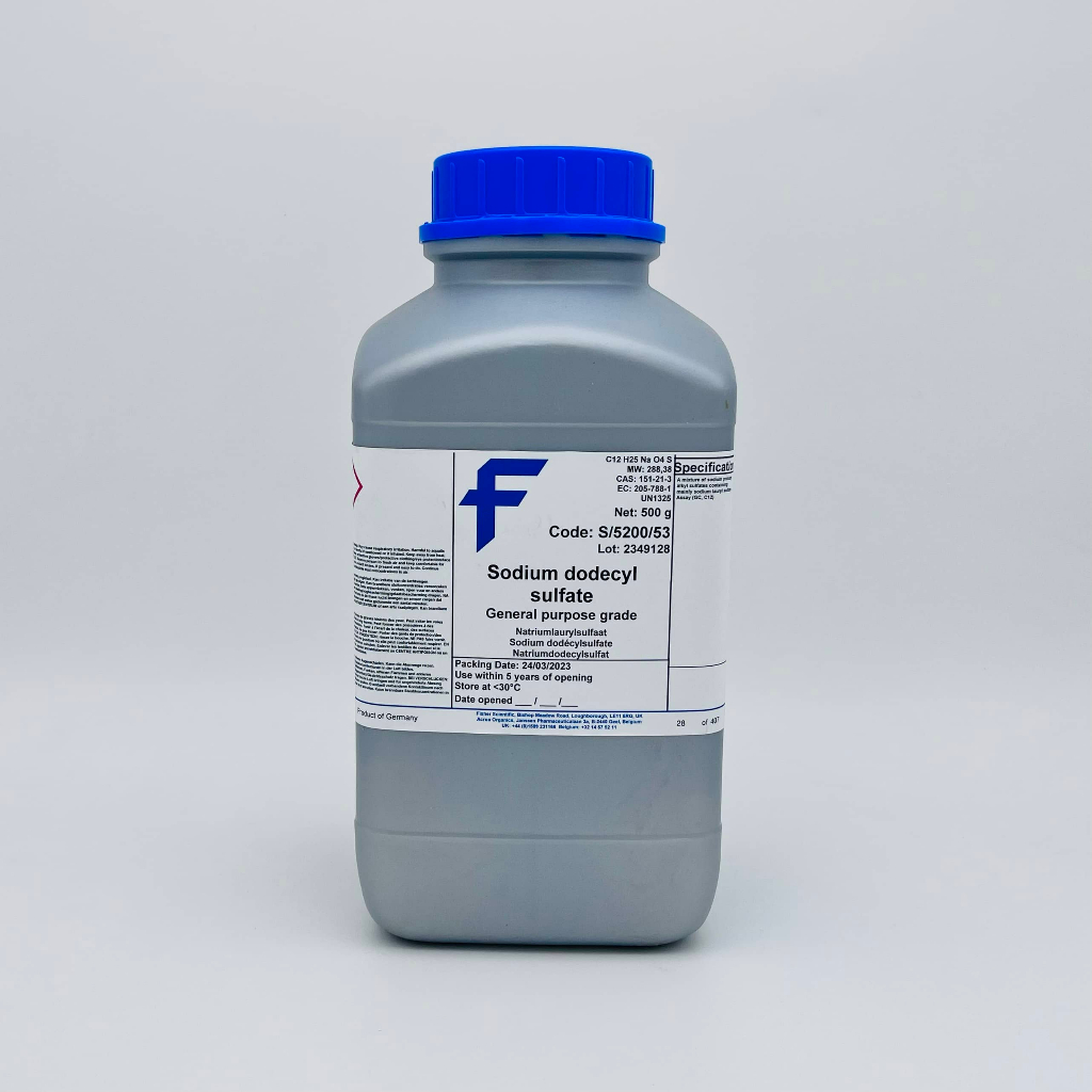 Hóa chất Sodium Dodecyl Sulfate 97.5% (SDS, Technical, Chai 500G, Fisher Mỹ, Cas 151-21-3)