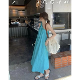 Váy maxy, Đầm maxy dây buộc chéo siêu xinh đi chơi đi biển bầu bí bon chen