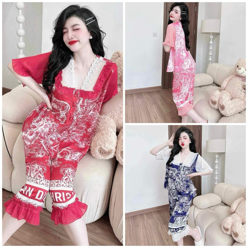 ĐỒ BỘ PYJAMA NỮ - ÁO TAY NGẮN QUẦN LỬNG - Lụa Latin Cao Cấp