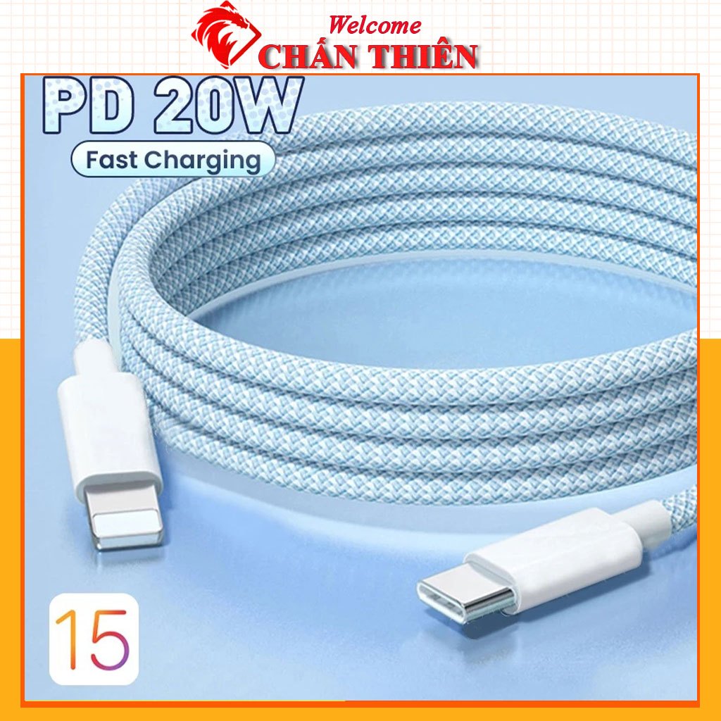 Bộ Sạc Nhanh 20W Dây Dù Sạc Nhanh PD Cho Máy 8 đến 14