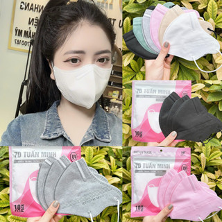    Chống UV Bụi Mịn + Che Hết Gò Má   Sỉ 100 Cái Khẩu Trang 7D Pro Mask Tuấn Minh 4 Lớp 