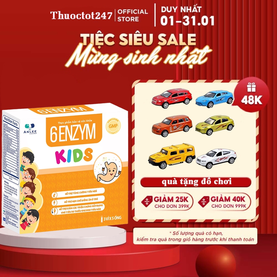 6 ENZYM KIDS - Siro Giúp Bé Hết Biếng Ăn, Ăn ngon, Tăng Cân, Tăng Đề Kháng, Hết Táo Bón_ CHÍNH HÃNG