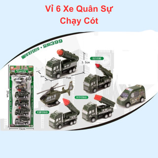 Đồ chơi xe quân sự chạy cót gồm 6 xe mini màu sắc chân thực chất liệu cực bền