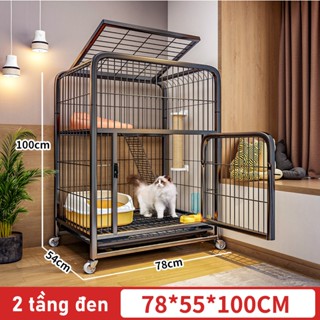 🐱Petorldog🐶 Chuồng 2 tầng cho mèo 78*55*100cm ( có bánh xe ) 2 màu đen trắng
