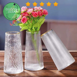 Bình hoa thủy tinh dáng trụ vát cao 22cm cắm hoa tươi trang trí - bình hoa thủy tinh cắm hoa trang trí hx399