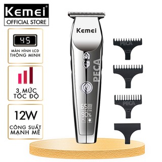 Tông đơ chấn viền không dây Kemei KM-126 màn hình LCD thông minh, 3 tốc độ cắt, có thể khắc tatoo, cạo trắng...