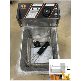 COMBO BẾP CHIÊN ĐIỆN 6 LÍT + MÁY CĂT KHOAI TÂY LỐC XOÁY ( tặng kèm 2 lưỡi dao dự phòng )