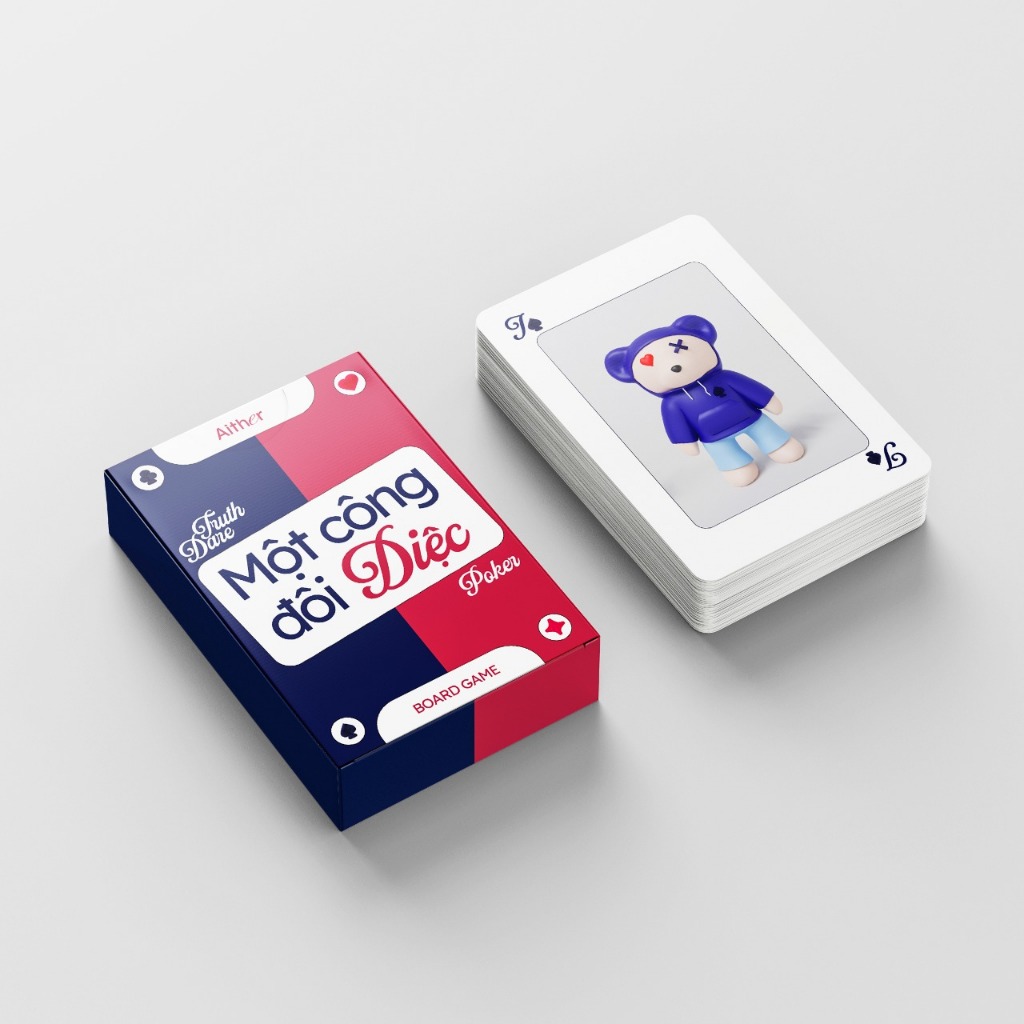 AIAI STUDIO POKER " MỘT CÔNG ĐÔI DIỆC " bộ bài 2 mặt linh hoạt true or dare và bài tây in mascot log