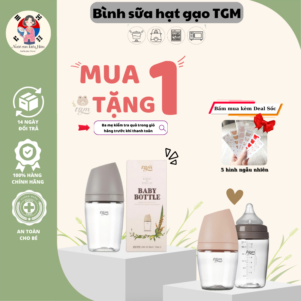 Bình sữa hạt gạo cho bé BABY BOTTLE TGM Made in Korea Có Bán Lẻ Núm Ti Hàng cao cấp Chính hãng