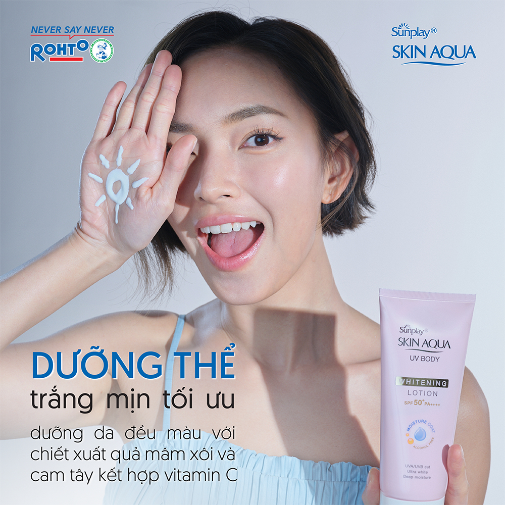 Kem chống nắng body Skin Aqua dưỡng trắng dùng hàng ngày Sunplay Skin Aqua UV Body Whitening Lotion SPF 50+ PA++++ 150g