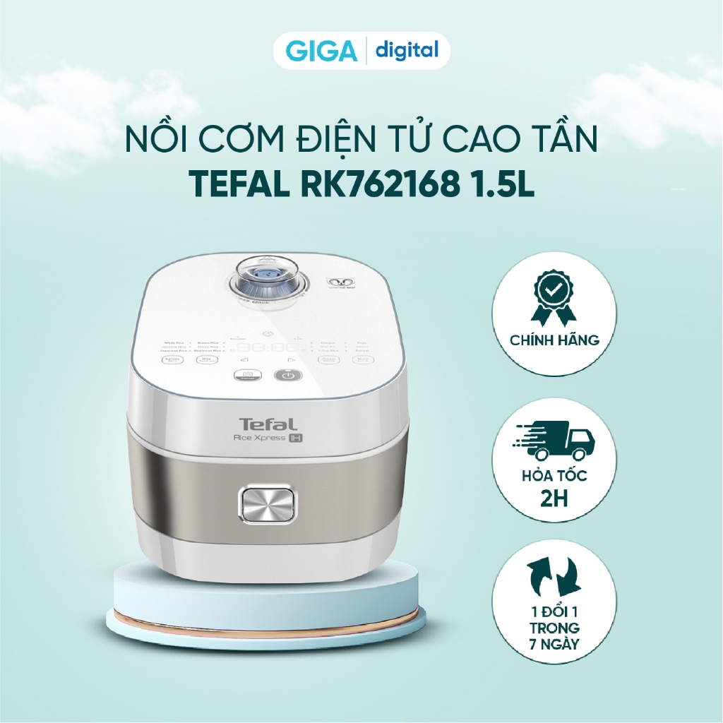 [HCM] Nồi cơm điện tử cao tần Tefal RK762168 1.5L - Giữ ấm 24 giờ - 12 chương trình nấu tiện lợi - Chính Hãng