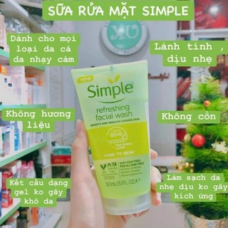 Sữa Rửa Mặt Simple 150ml ( Mẫu Mới Đủ Tem)
