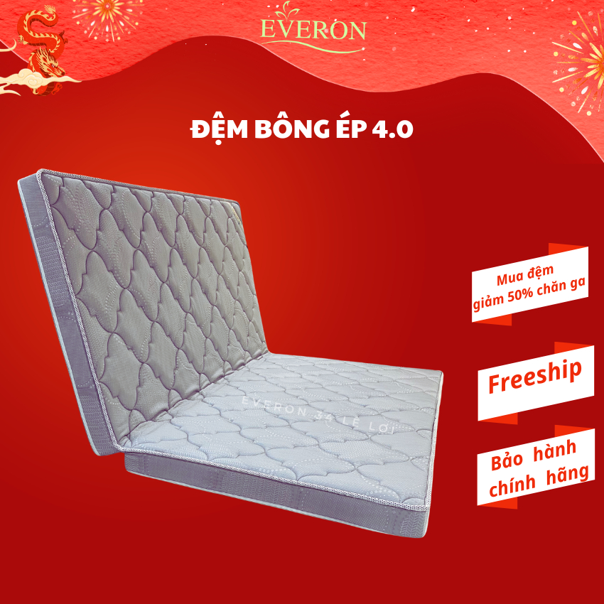 [Gập 2] Đệm bông ép Everon chính hãng 4.0 áo chần êm