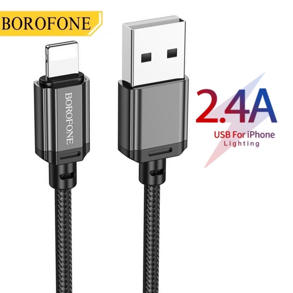 Dây sạc nhanh chính hãng Borofone sạc 2.4A cáp bọc dù siêu bền chống cháy nổ cho ip iphone 6 7 8 xsm 11 12 13 14