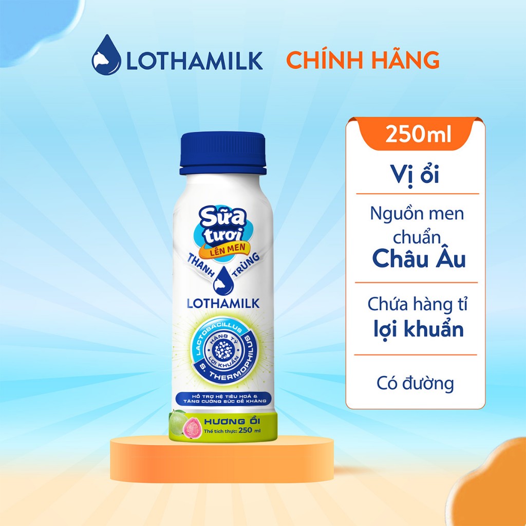 2 Sữa tươi lên men vị tự nhiên Lothamilk chai 250ml