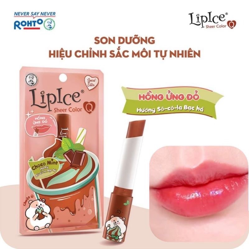 SON LIPLCE CÓ MÀU CHOCO MINT (HỒNG ỬNG ĐỎ )