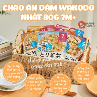 Cháo gói cho bé Wakodo 9m+ đủ vị nội địa Nhật 80g