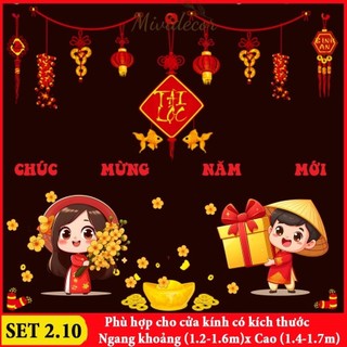 [Chữ Việt] Decal tết 2025 dán kính tết trang trí năm mới