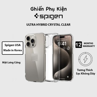 Ốp Lưng Trong Suốt Spigen Ultra Hybrid Crystal Clear Dành Cho iPhone 16/15/14/13 Series