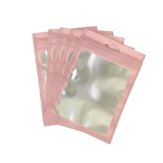10 Túi zip hồng 10x15cm nhám