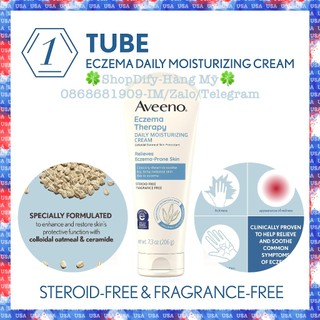 Kem Dưỡng Ẩm Bôi Chàm, Ngứa, Khô Da Cho Người Lớn AVEENO ECZEMA THERAPY Daily Moisturizing Cream Dry, Itchy Skin 206g