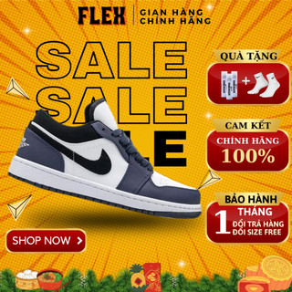 Giày air jordan 1 low retro 'navy' 309192-101 thể thao nam nữ trắng xanh, giày authentic fullbox flex shop