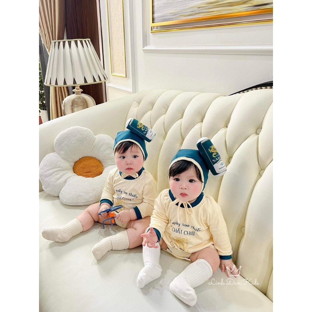 Có sẵn Set body thiết kế b.i.a SG kèm mũ cho bé gái bé trai co giãn thoải mái