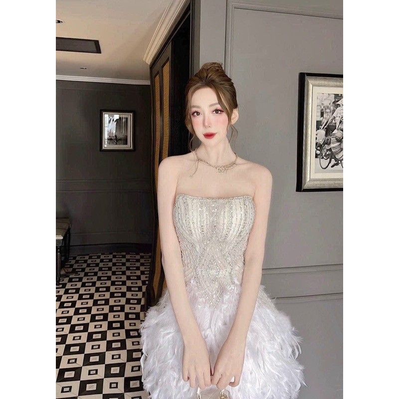 SIZE>62KG ĐẦM BODY KẾT PHỐI LÔNG VŨ