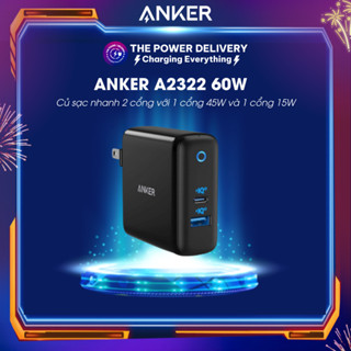 Củ sạc nhanh ANKER 2 cổng A2322 (45w + 15w) PowerPort III 60w - BẢO HÀNH 12 THÁNG