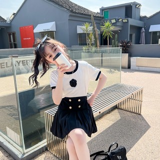 Set áo thun  phối chân váy xòe 18-50kg cho bé gái 6-14 tuổi. Thoải mái, thoáng mát A001