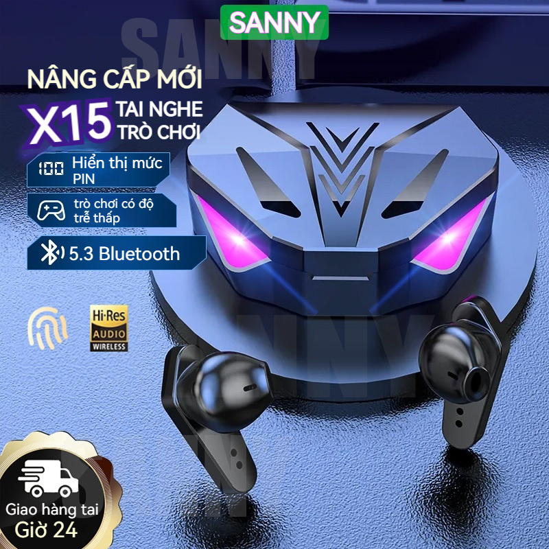 Tai nghe chơi game Bluetooth không dây TWS X15 có micrô âm thanh Bass HiFi Thích hợp SANNY