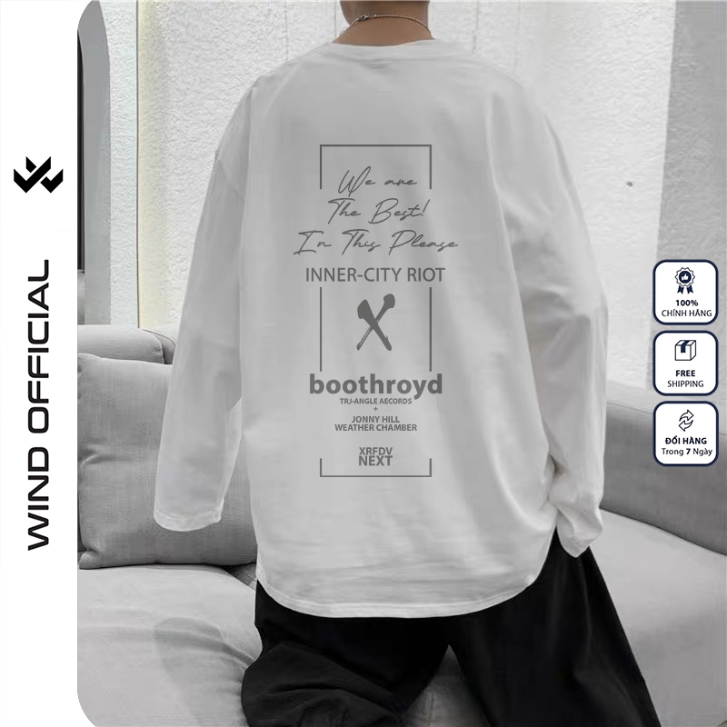Áo thun tay dài WIND phông unisex Chữ X form rộng thời trang sweater nam nữ oversize