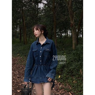 Đâm denim Y2K có tua rua thời trang Hàn Quốc [2YOUNG] D1220 (Ảnh thật)