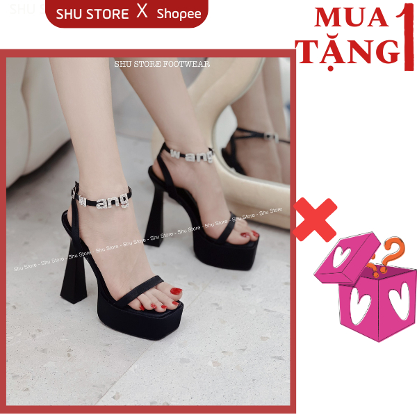Shu Store | Xăng đan cao gót nữ Shu Store sandal quai ngang 13cm chữ wang đi tiệc đi chơi sang chảnh cho nàng