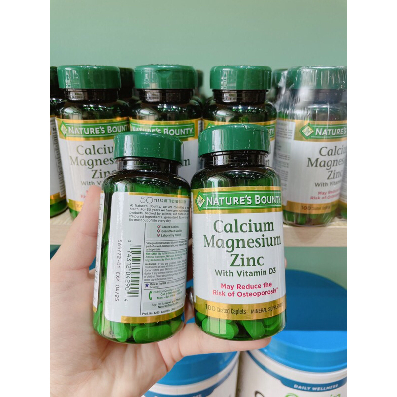 [US]Viên uống Nature's Bounty Calcium Magnesium Zinc  100 viên của Mỹ