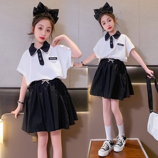Set áo thun phối chân váy tennis 18-50kg cho bé gái 6-14 tuổi. Thoáng mát. Hàng may kỹ A001