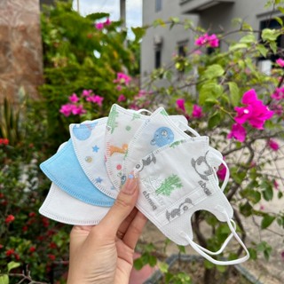 Set 100 chiec Khẩu Trang 5D Trẻ Em Hải An Mask 1-9 tuổi Túi Zip vải