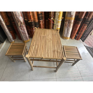 BỘ BÀN TRE CHÂN ĐỨNG RÁP SẴN ( bàn 50*70+2 ghế đôn )