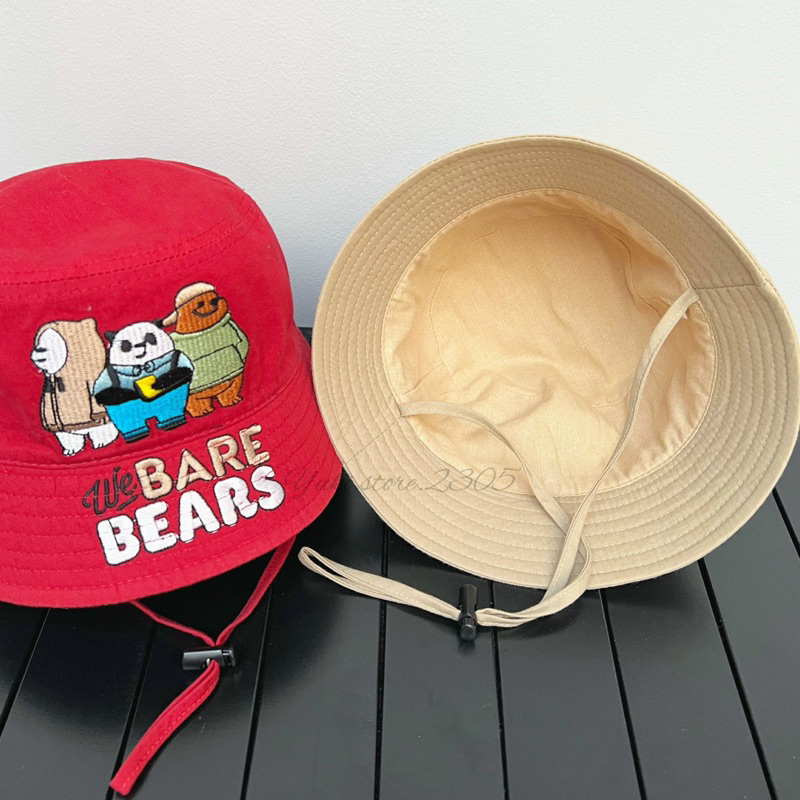 [3-5 tuổi] Nón bo thêu Bare&Bears, chất cotton, vòng đầu 52cm