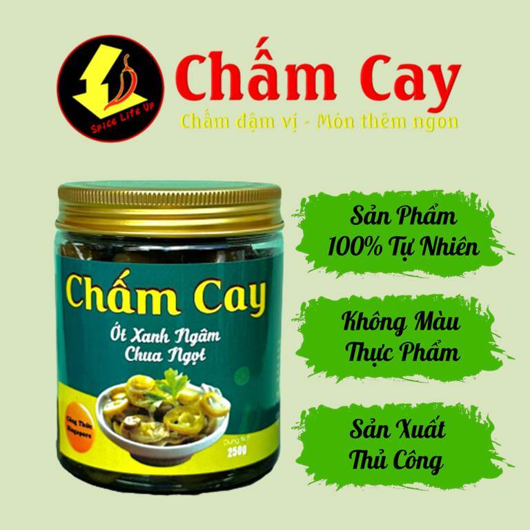 Sốt Chấm Cay Ớt Xanh Ngâm Giấm  250gr