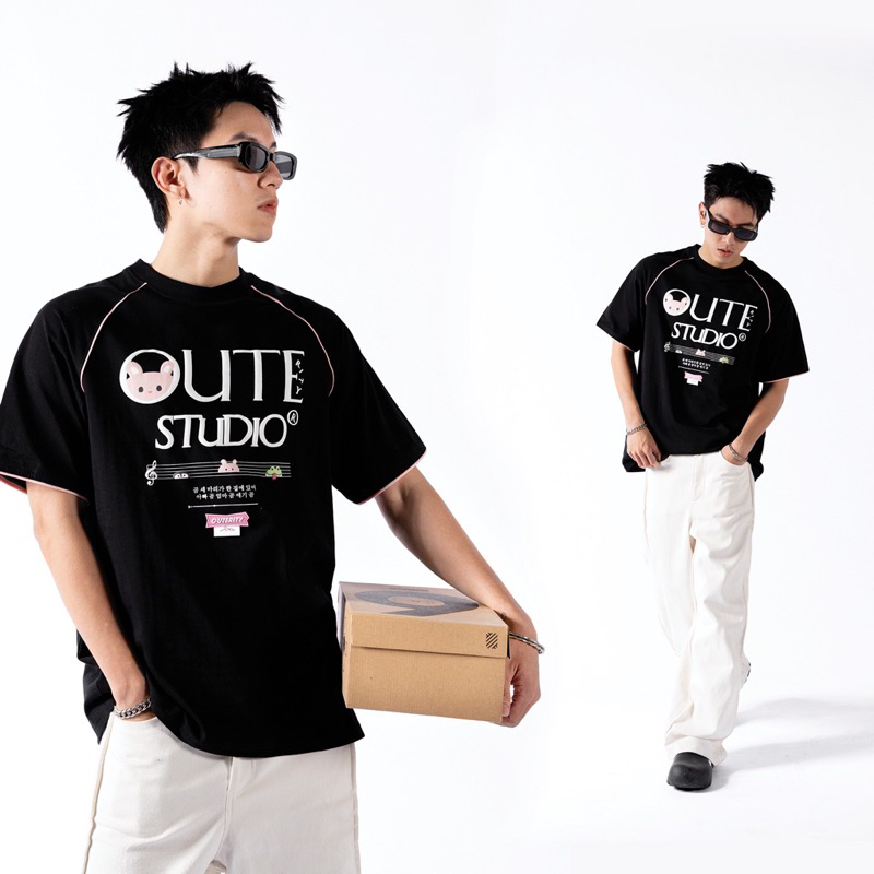 Áo thun Unisex Outerity / Đen hàng xuất dư chính hãng