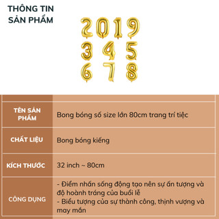 Bong bóng số size lớn 80cm trang trí tiệc