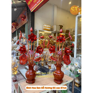Hoa Sen Gỗ Hương Cao 87cm