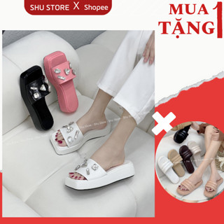 Shu Store | Dép đế xuồng dép bánh mì quai ngang đính đá to thời trang xinh xắn cho nữ