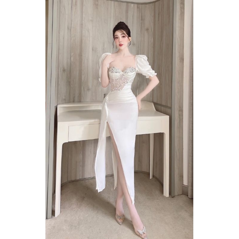 ✨ Đầm body đính kết hoa pha lê ✨ HÌNH THẬT - S/M/L